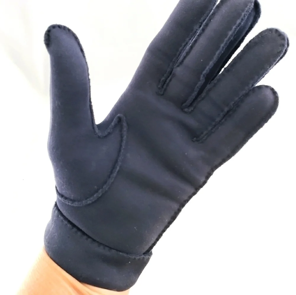 Vtg Van Raalte Navy Cotton Cuffed Gloves USA 6.5
